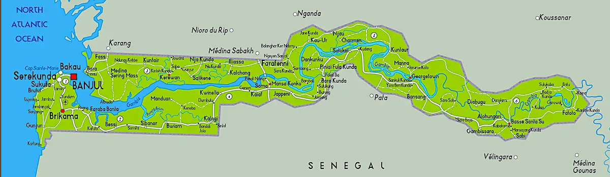 Mapa-de-Gambia-9 cosas que probablemente no sepas sobre Gambia